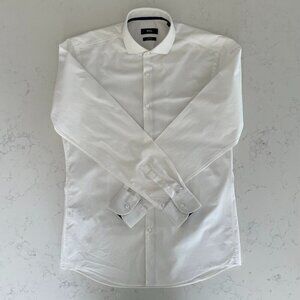 Boss Hugo Boss Slim Fit Jery LS Button Down Dress Cotton Shirt White Sz 15.5/39